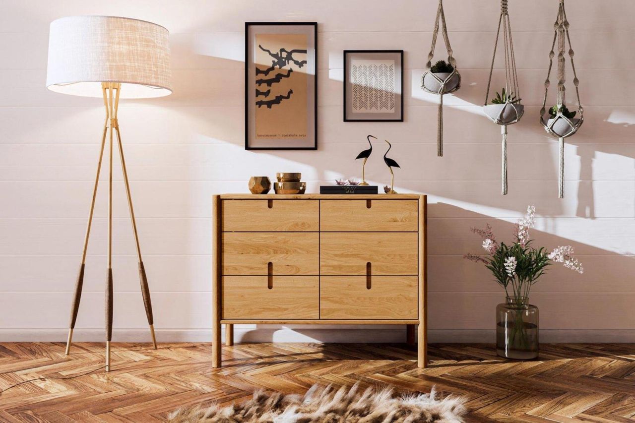 Kommode Schrank SAGA Eiche massiv 97x79x46 cm