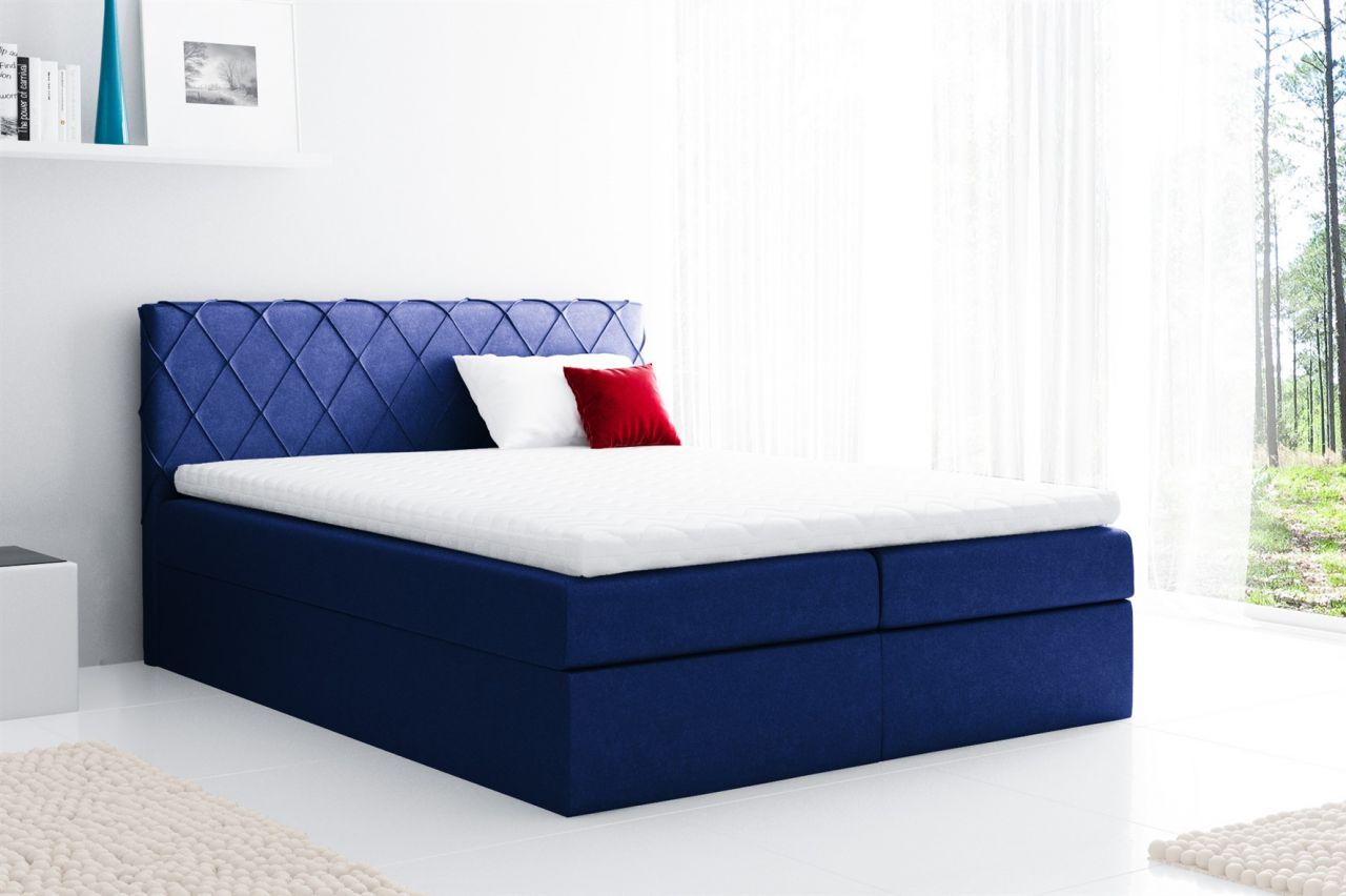 Boxspringbett Schlafzimmerbett GRETA 120x200cm Stoff Blau
