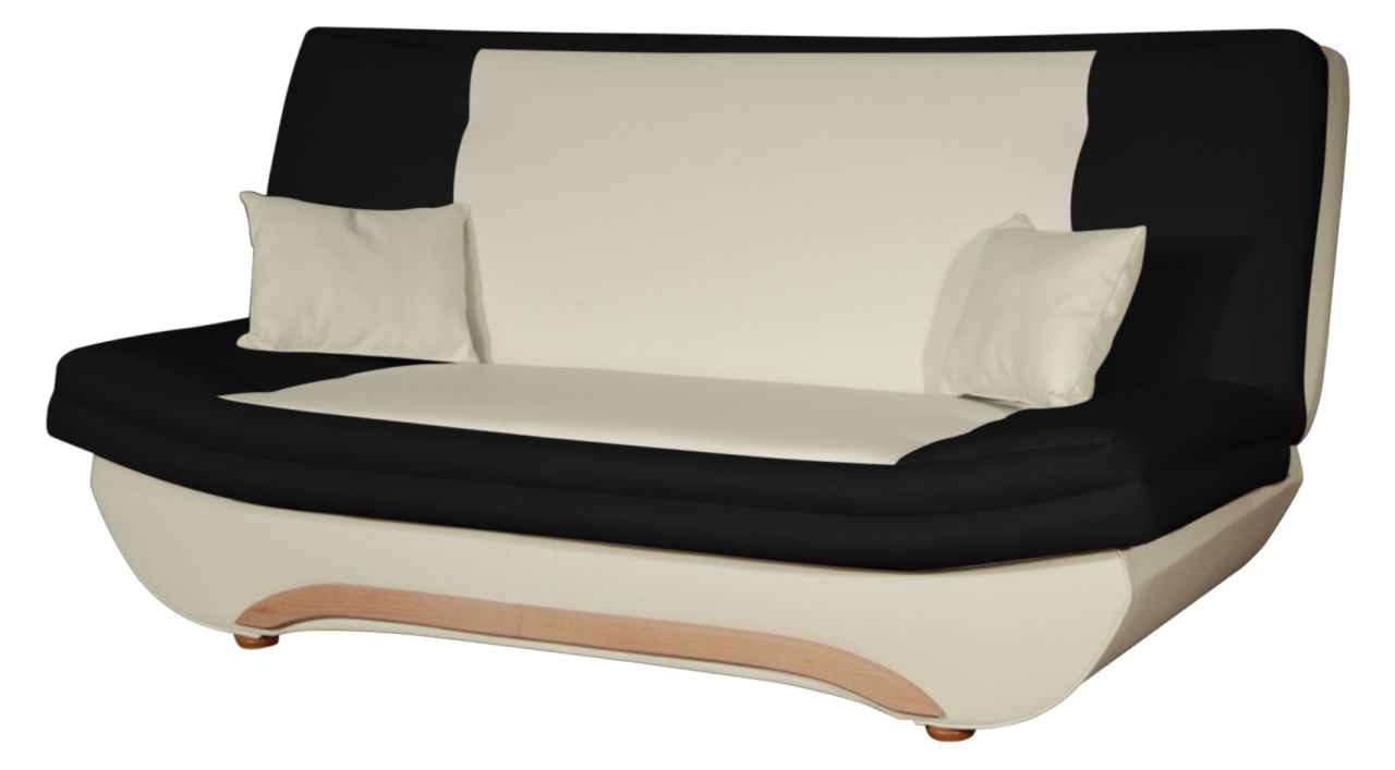 Klick-klack-Sofa Schlafsofa GIANA in Kunstleder Creme-Schwarz