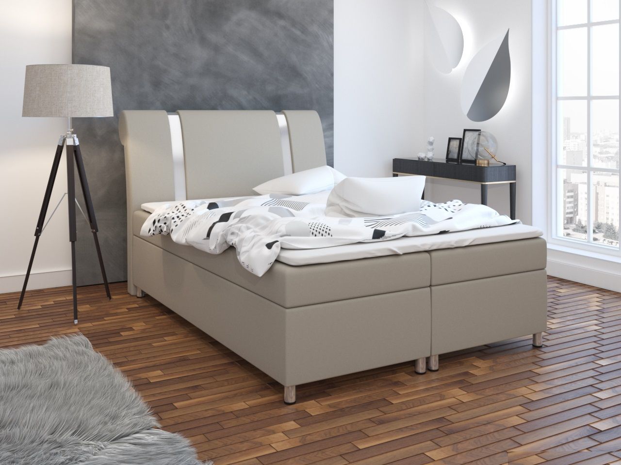 Boxspringbett Schlafzimmerbett TIAN 160x200cm inkl.Bettkasten