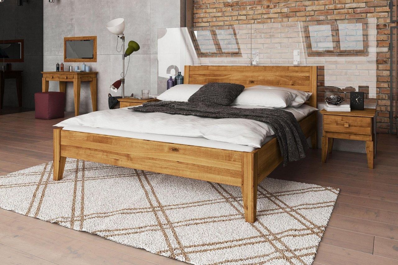 Schlafzimmerbett Bett Massivholzbett LENNES Nr.7 Eiche 200x200 cm