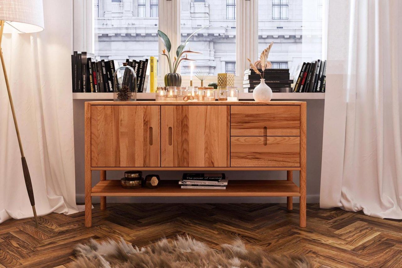 Kommode Schrank SAGA Buche massiv 142x81x46 cm