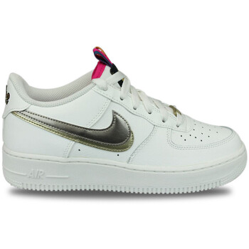 Nike Sneaker Air Force 1 LV8 Double Swoosh Silver Gold Blanc