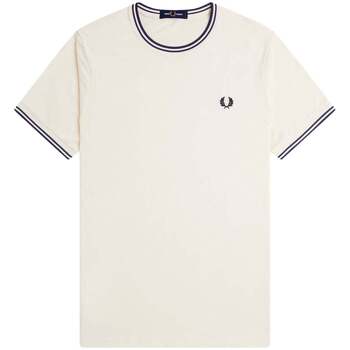 Fred Perry  T-Shirts & Poloshirts Twin Tipped T-Shirt Ecru/Tennis Blue