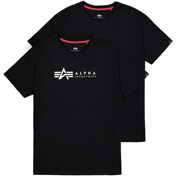Alpha Industries T-Shirts & Poloshirts Alpha Label T-Shirt 2 Pack - black