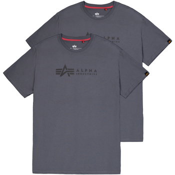 Alpha Industries T-Shirts & Poloshirts Alpha Label T-Shirt 2 Pack - greyblack/black