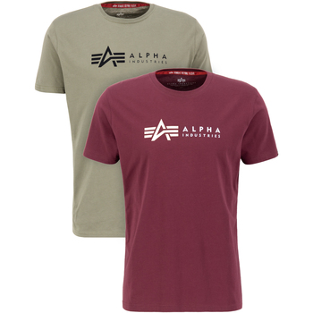 Alpha Industries T-Shirts & Poloshirts Alpha Label T-Shirt 2 Pack - olive/burgundy