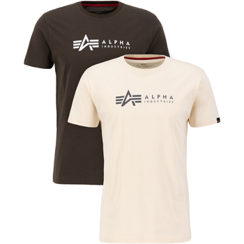 Alpha Industries T-Shirts & Poloshirts Alpha Label T-Shirt 2 Pack - black olive/jet stream white