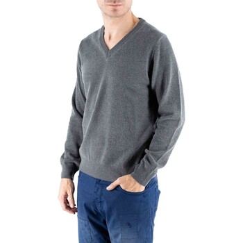 Devid Label  Pullover Helsinki Pullover mit V-Ausschnitt Grau