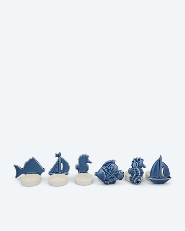 Keramik-Teelichthalter 'Maritim', 6tlg.