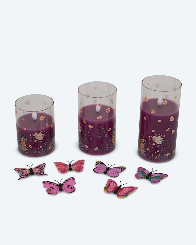 3 LED-Glaskerzen 'Frühling'