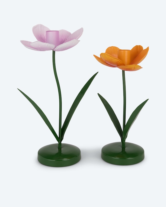 Stabkerzenhalter 'Blumen', 2tlg.