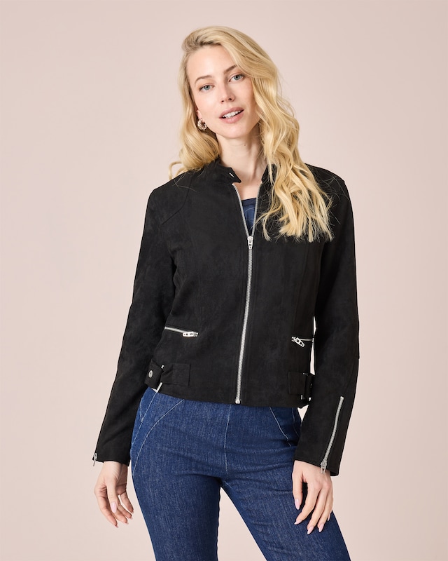Jacke aus Wildlederimitat