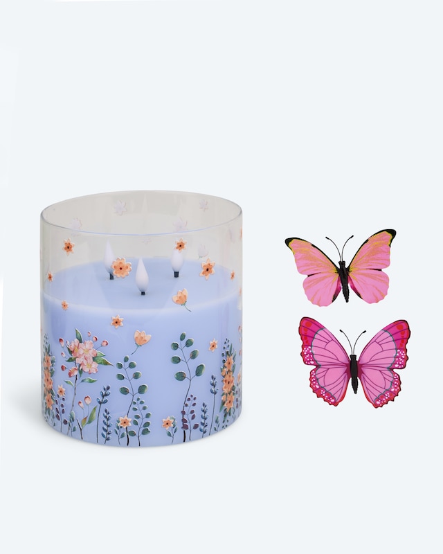 LED-Dreidochtkerze 'Frühling'