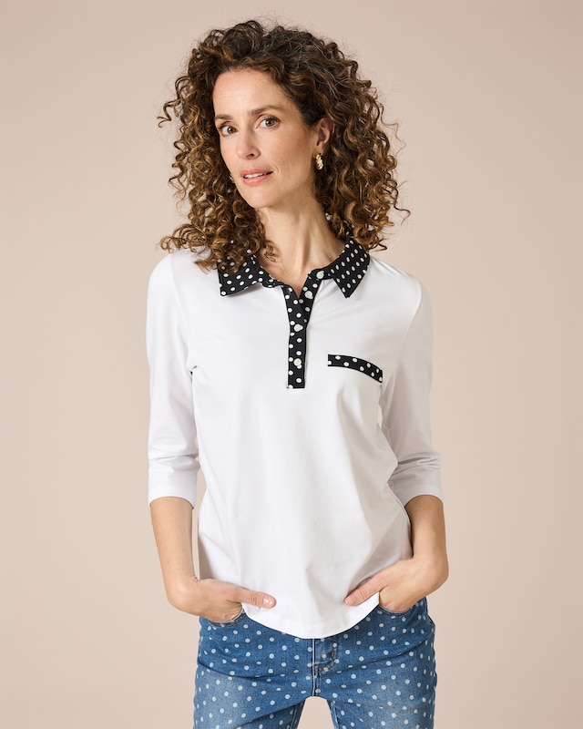 Poloshirt mit Punkte-Deko
