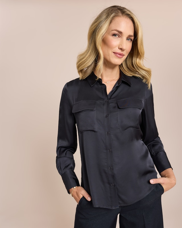 Viskose Bluse mit Taschen