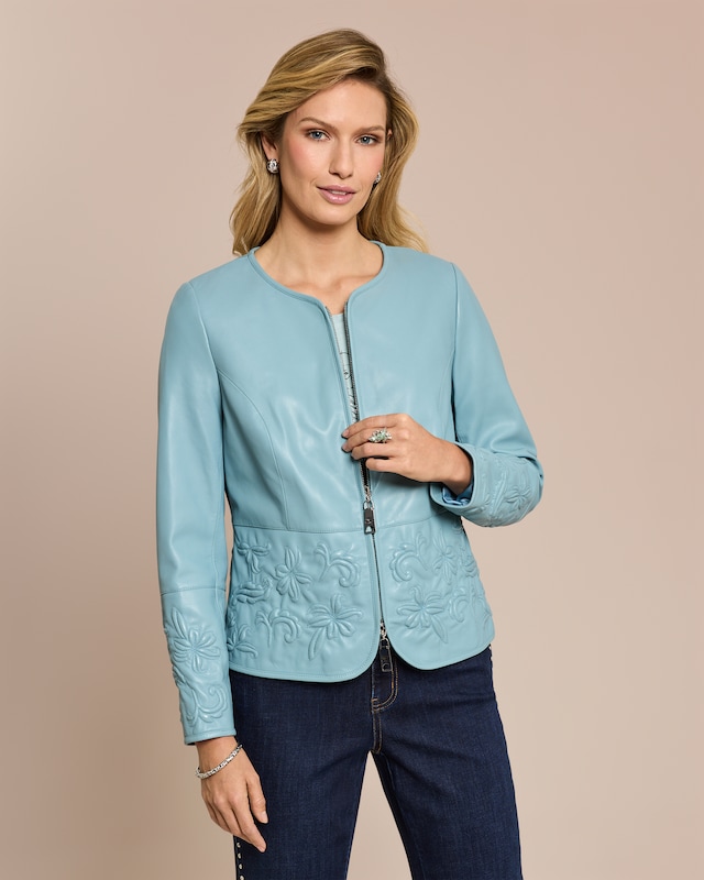 Lederjacke mit Stickerei