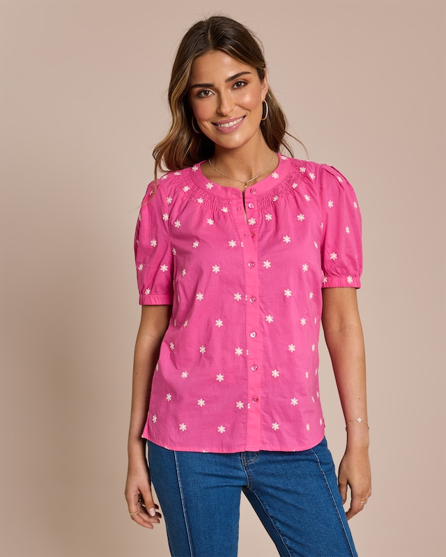 Bluse mit gestickten Blumen