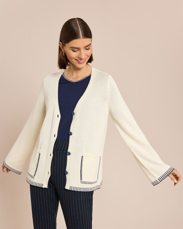 Longcardigan mit aufgesetzten Taschen