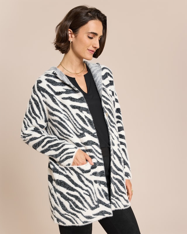 Long-Cardigan mit Animal-Jacquard