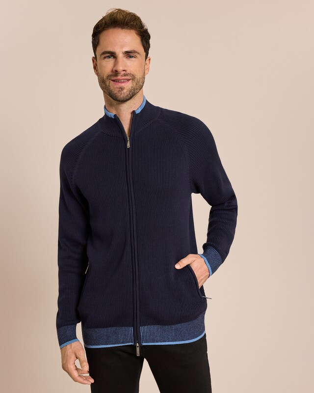 Strickjacke Rippe Kontrastdetails