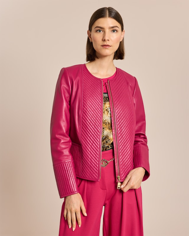 Lederjacke mit Steppung