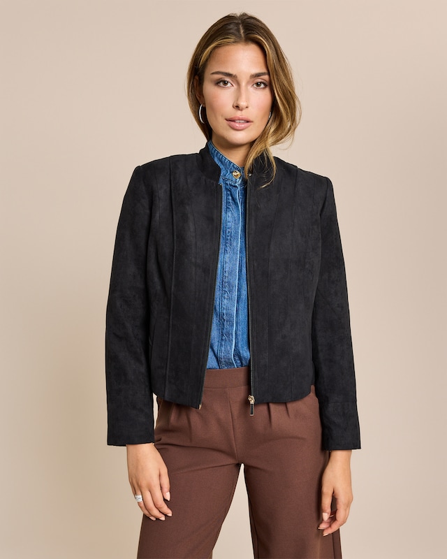 Jacke aus Veloursimitat