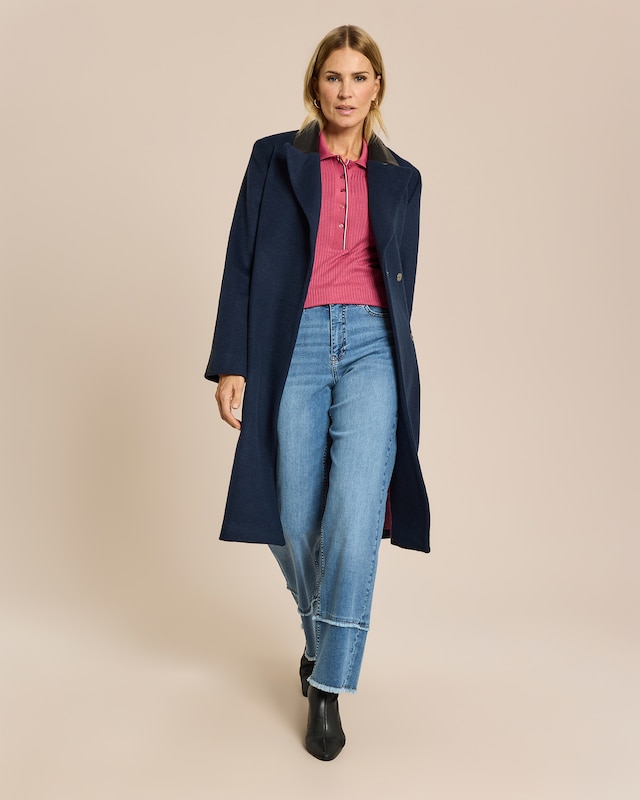 Mantel mit Lederimitateinsätzen