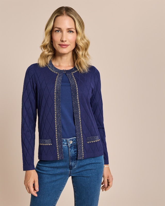 Strickjacke Rautenstrick & Kettendeko