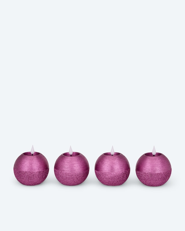 LED-Kugelkerzen in Metallic-Glitzer, 4tlg.