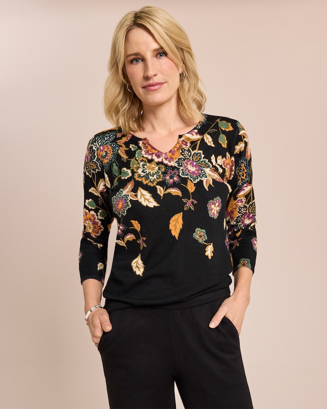Classic Pullover Paisley-Blüten-Optik
