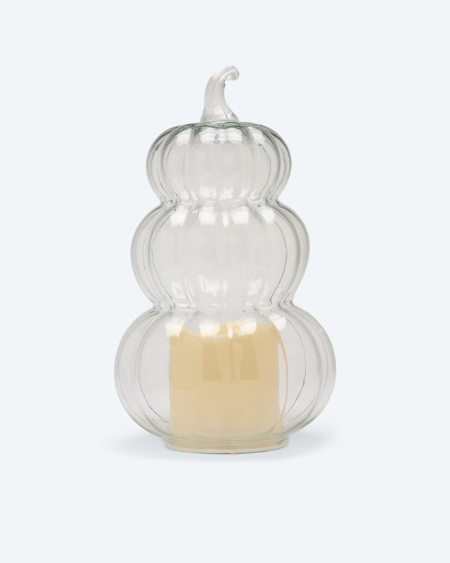 Glaskürbisse mit LED-Kerze