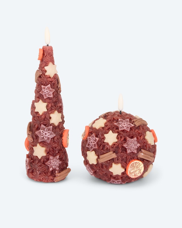 LED-Formkerzen im Zimtdesign, 2tlg.