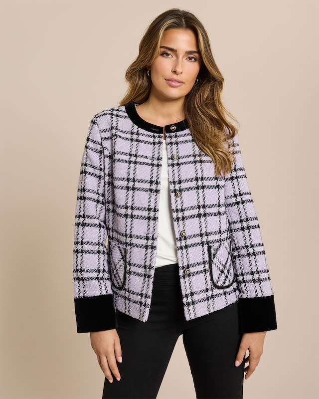 Couture Blazer-Jacke mit Karomuster