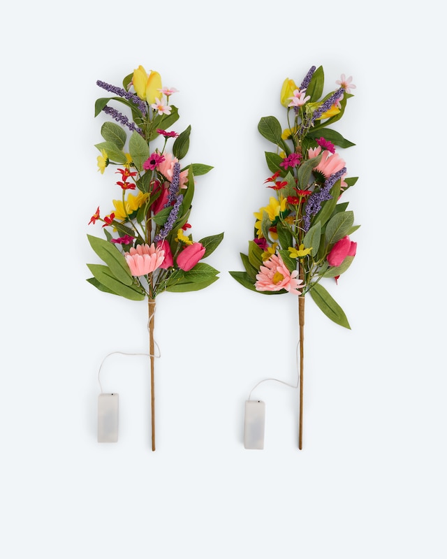LED-Leuchtzweige 'Bunte Blumen', 2tlg.