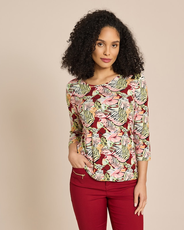 Shirt Blätterdruck mit Animal-Optik