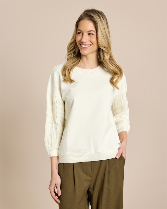 Sweatshirt mit Zopfstrickärmel