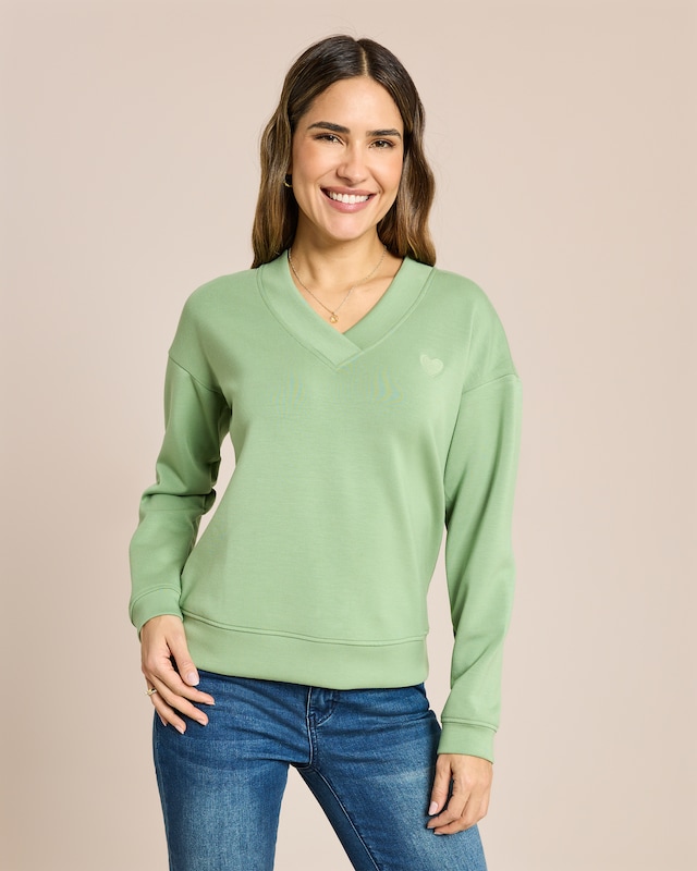 Sweatshirt mit Herzstickerei