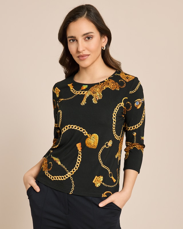 Shirt mit Animal-Kettendruck