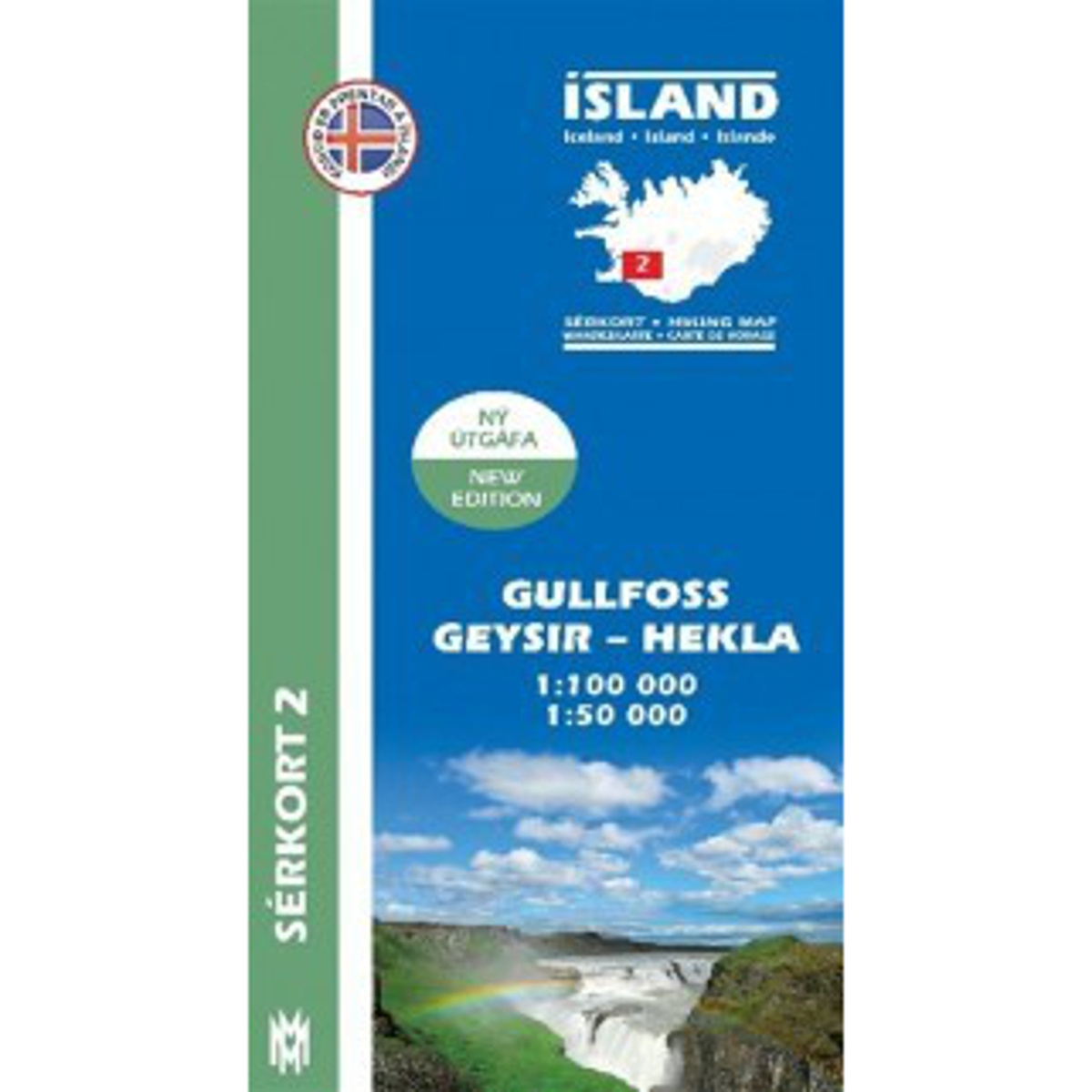 Mal og menning Island Serkort 2 Gullfoss-Geysir-Hekla
