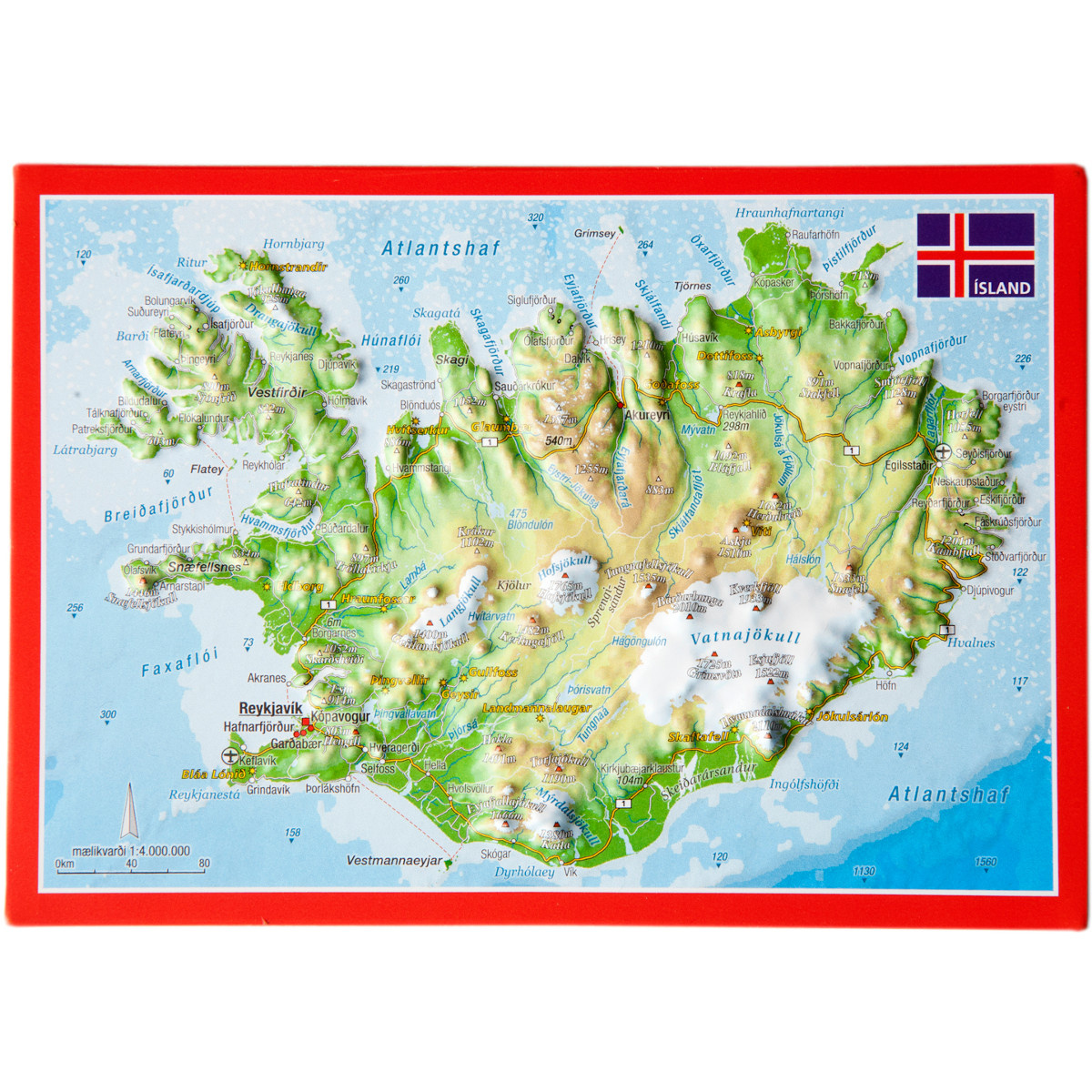 Georelief 3D Reliefpostkarte Island
