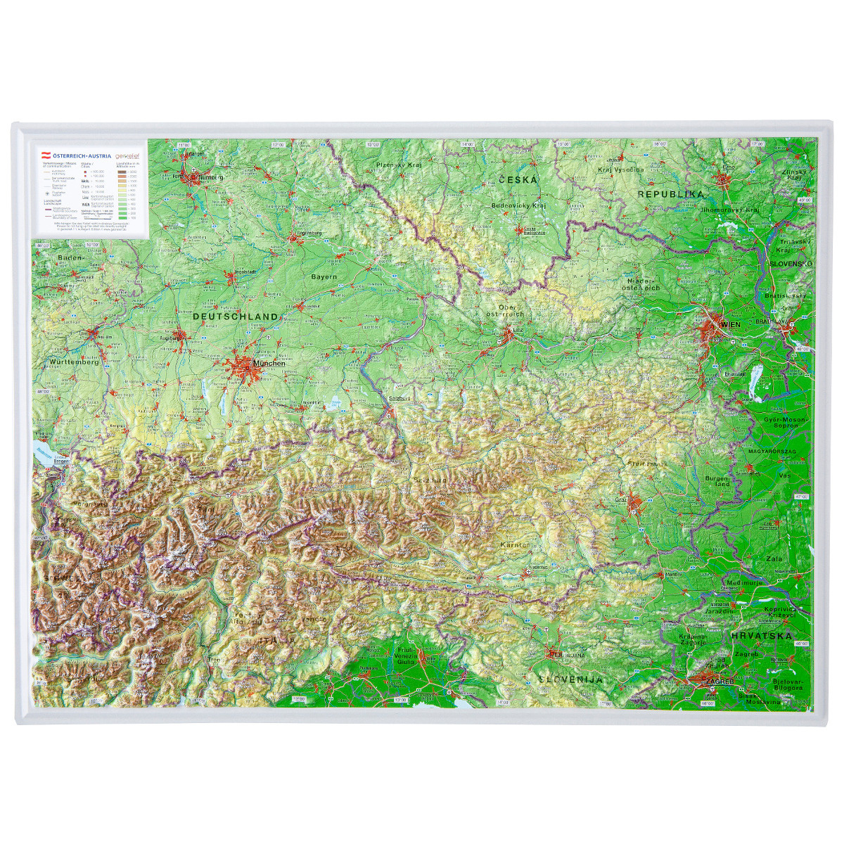 Georelief 3D Reliefkarte Österreich