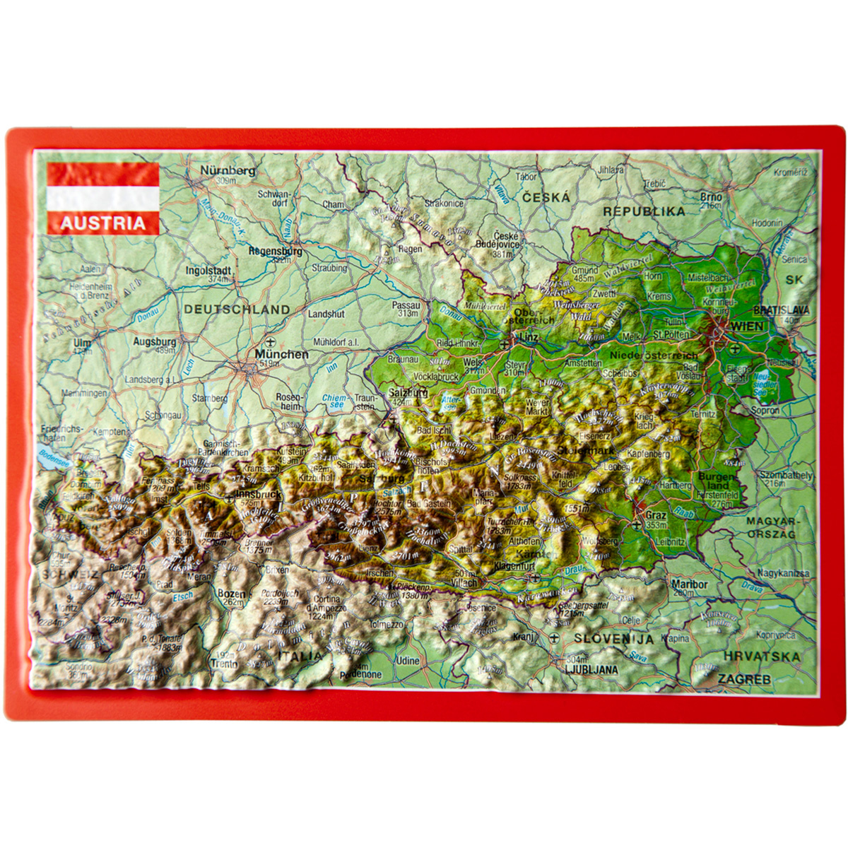 Georelief 3D Reliefpostkarte Österreich