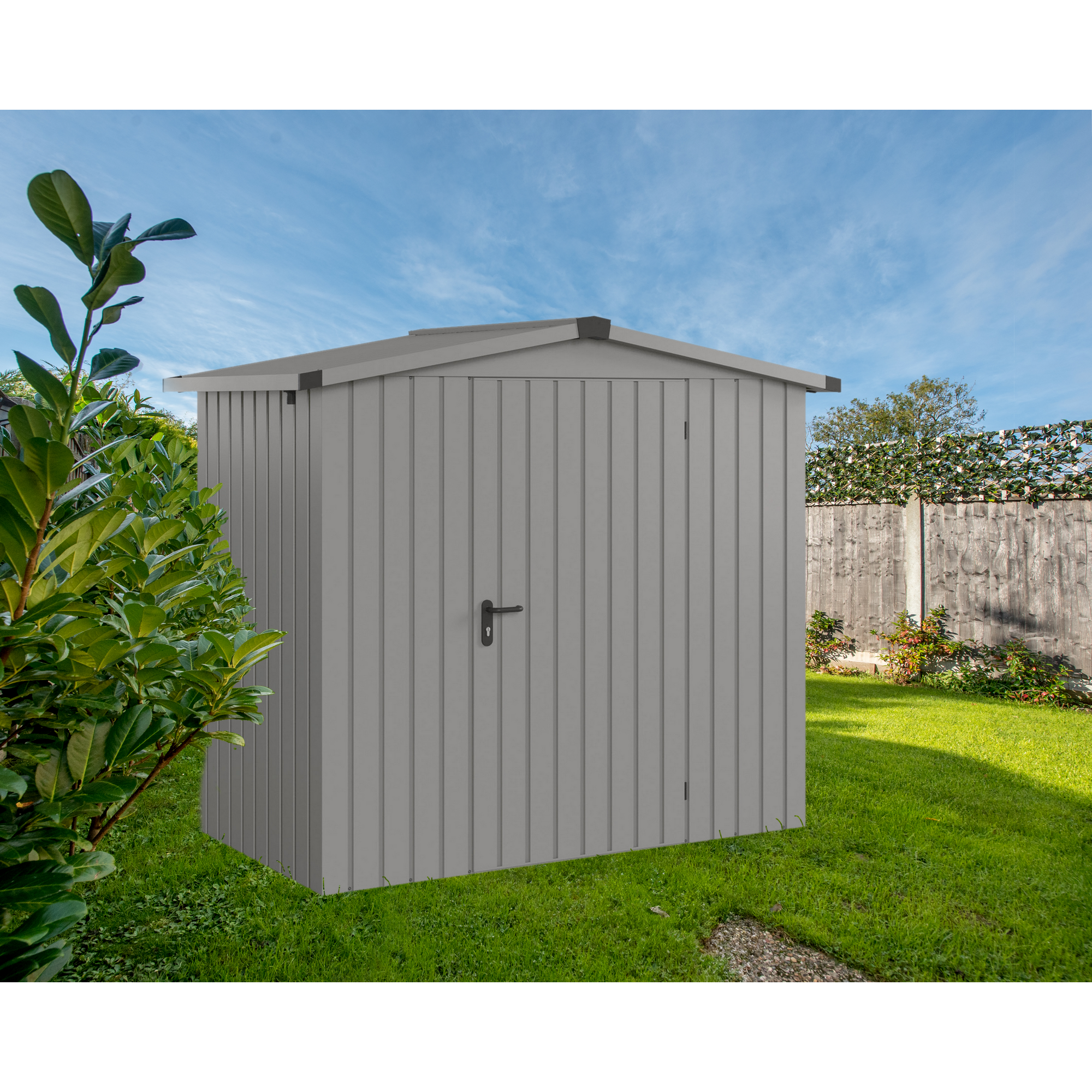 EcoStar Gerätehaus 'Euroline ESD3 Trend-Sk' graualuminium 237 x 133 x 203 cm, Einzeltür