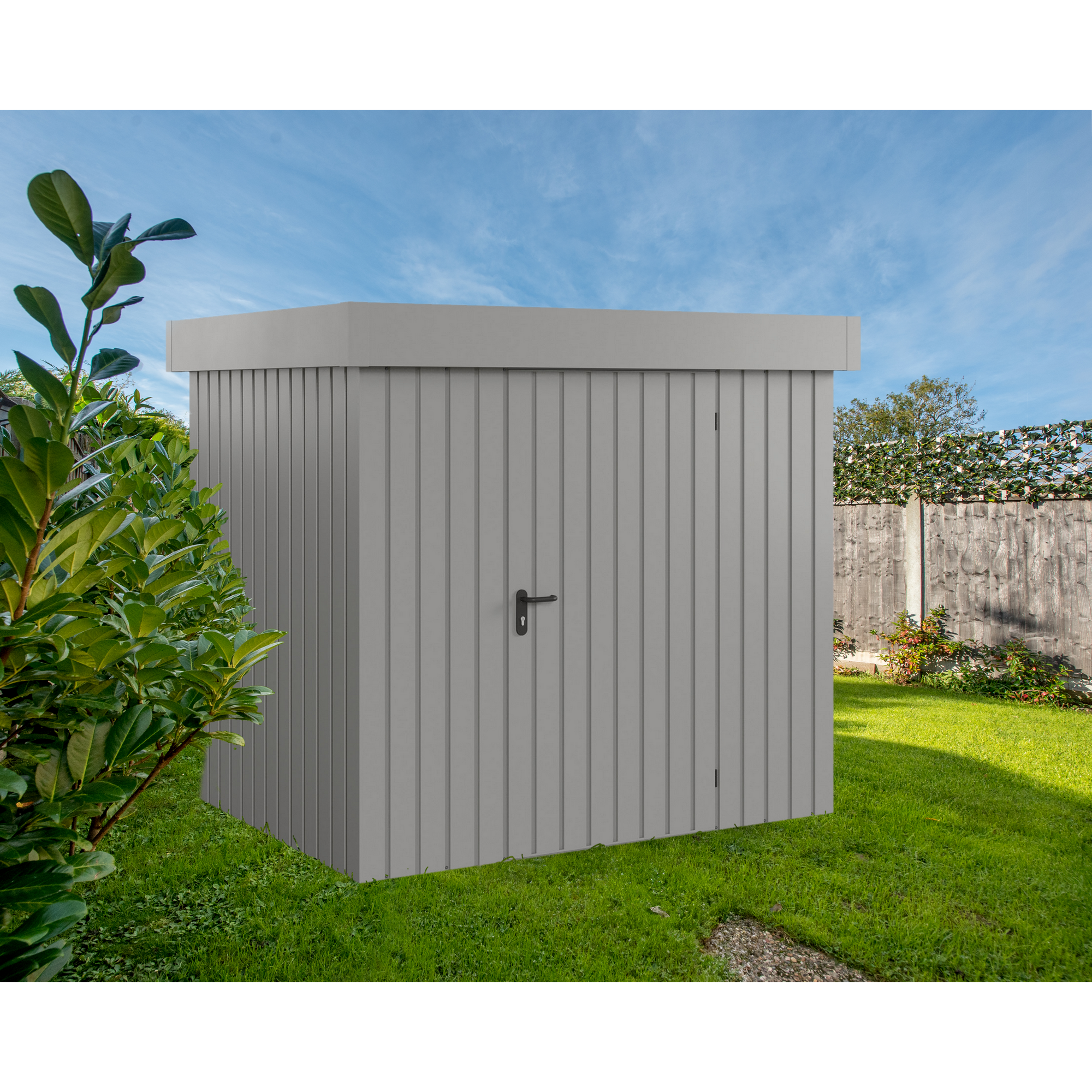 EcoStar Gerätehaus 'Euroline EFD4 Trend-Sk' aluminiumgrau 229 x 181 x 203 cm, Einzeltür