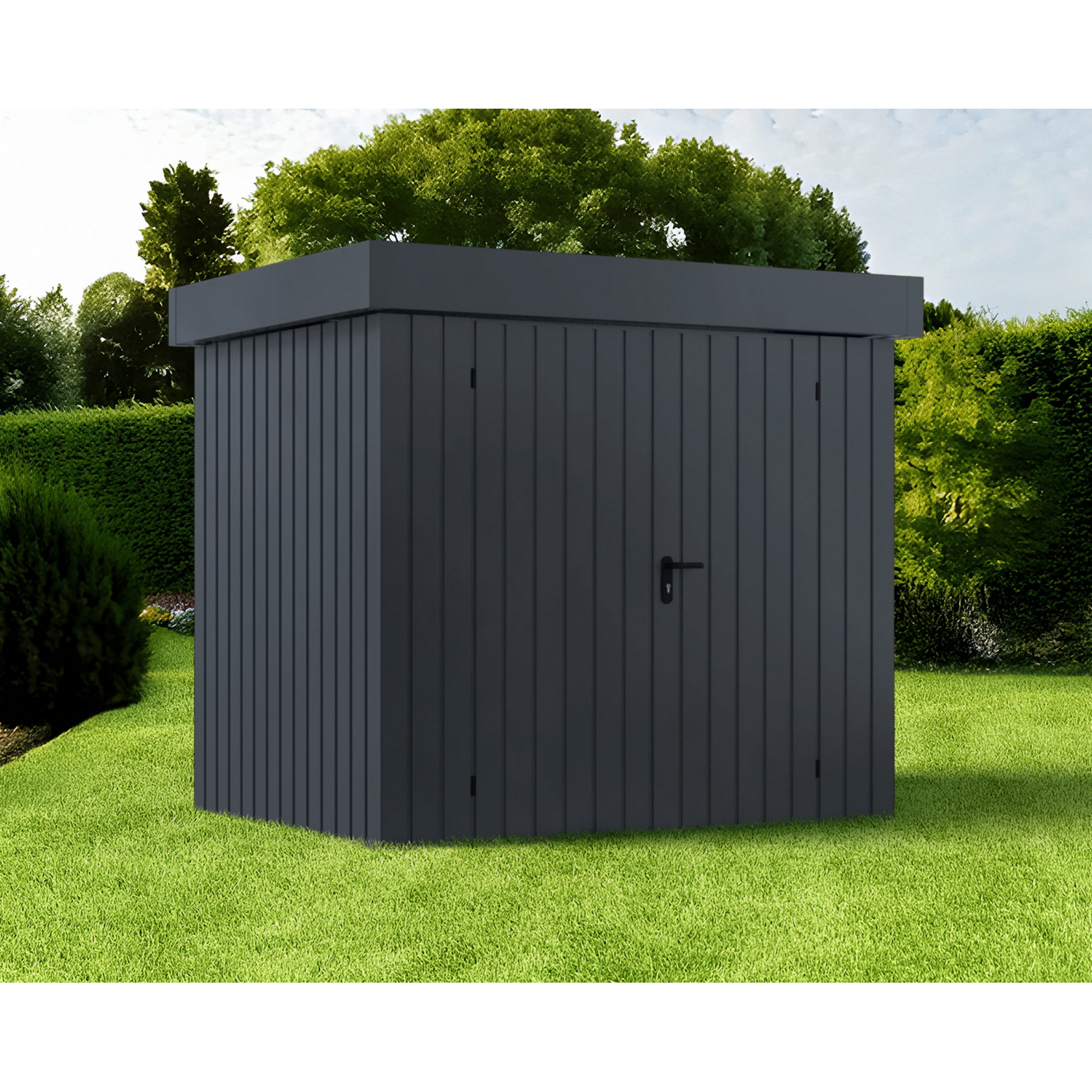 EcoStar Gerätehaus 'Euroline EFD4 Trend-Sk' anthrazitgrau 229 x 181 x 203 cm, Doppeltür