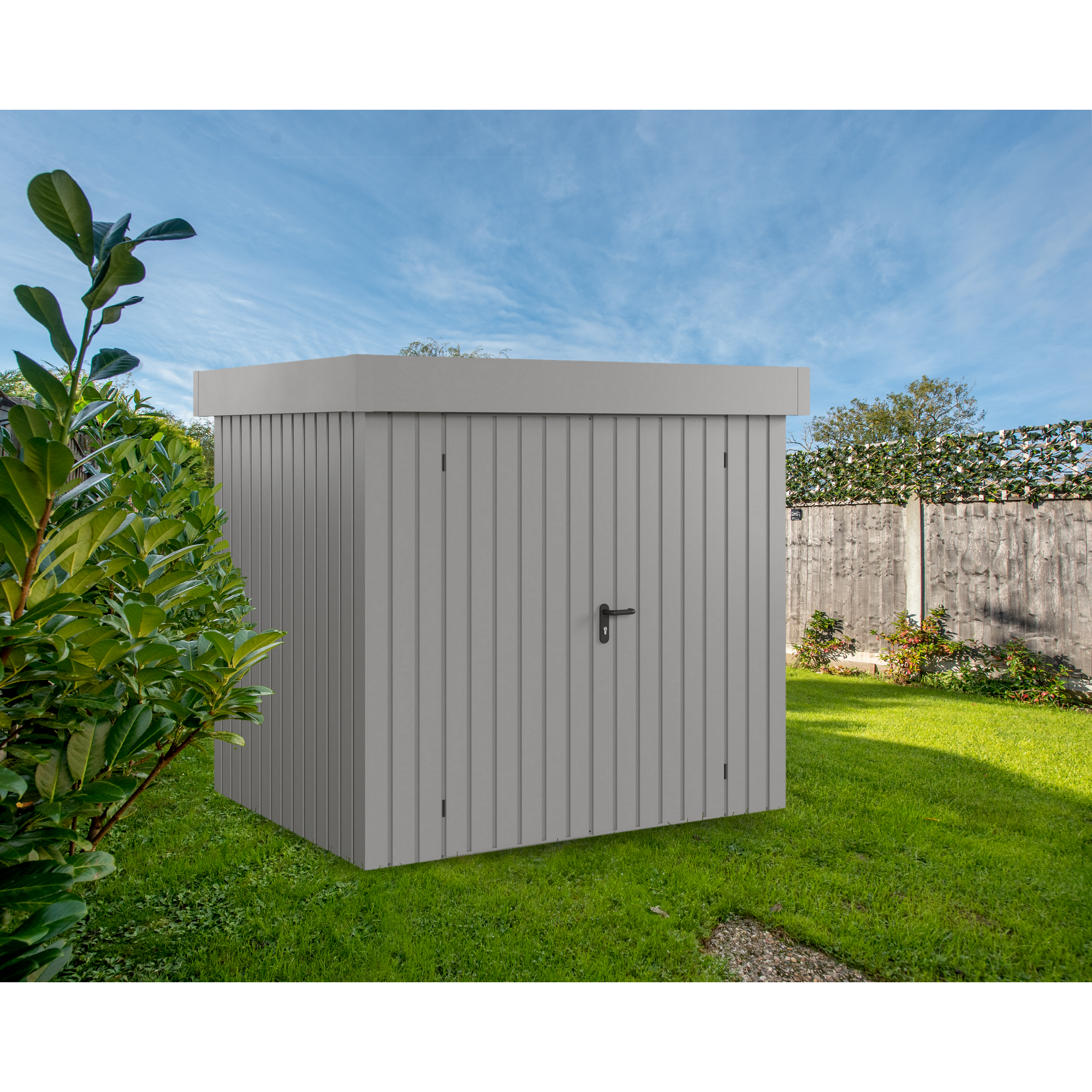 EcoStar Gerätehaus 'Euroline EFD4 Trend-Sk' aluminiumgrau 229 x 181 x 203 cm, Doppeltür