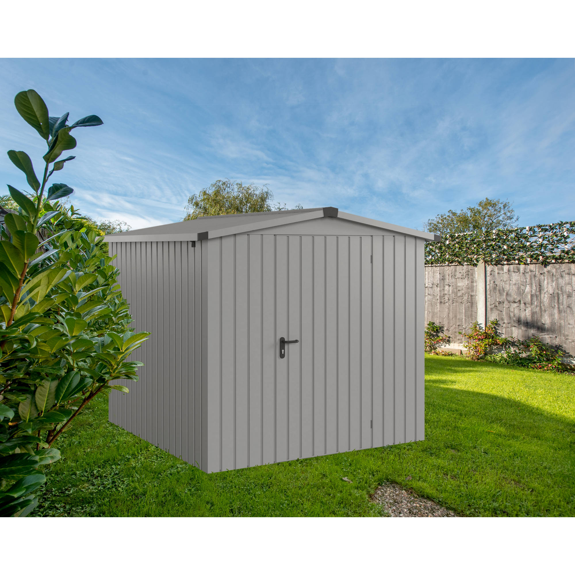 EcoStar Gerätehaus 'Euroline ESD5 Trend-Sk' graualuminium 237 x 229 x 203 cm, Einzeltür
