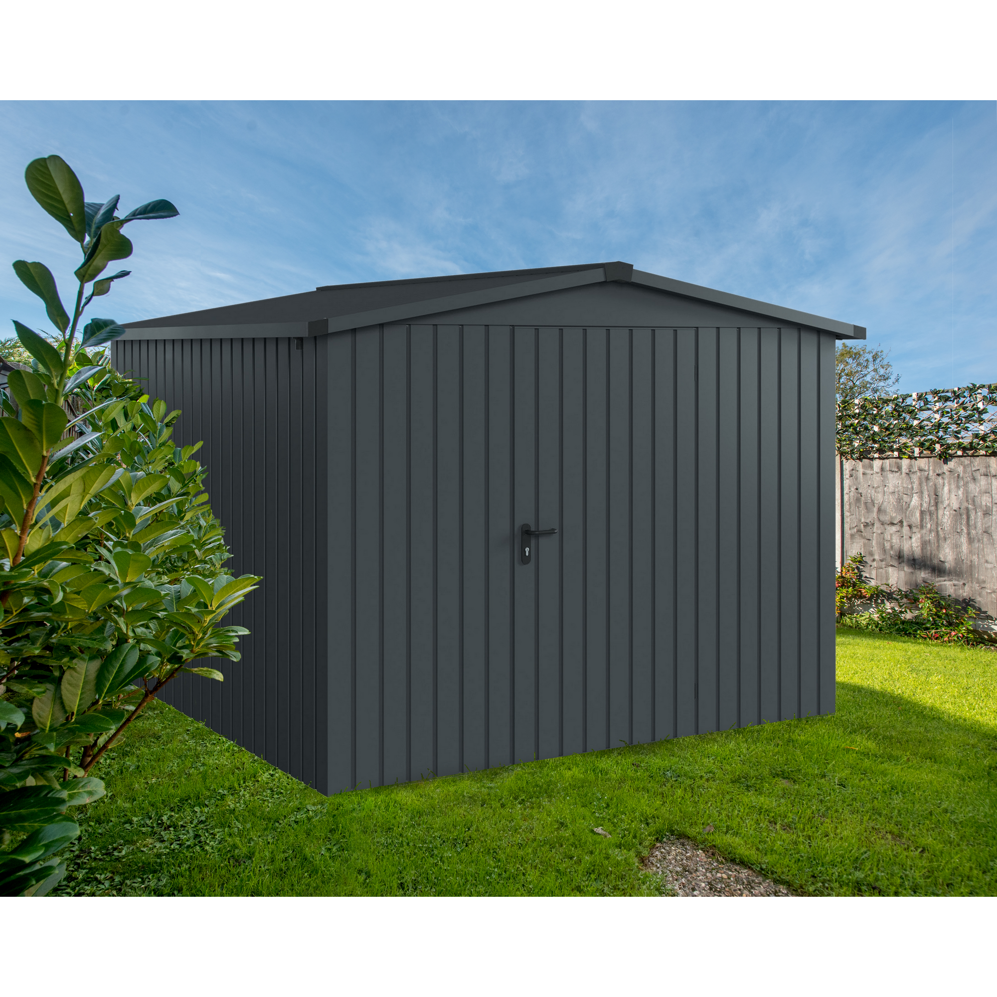 EcoStar Gerätehaus 'Euroline ESD10 Trend-Sk' anthrazitgrau 285 x 277 x 207 cm, Einzeltür