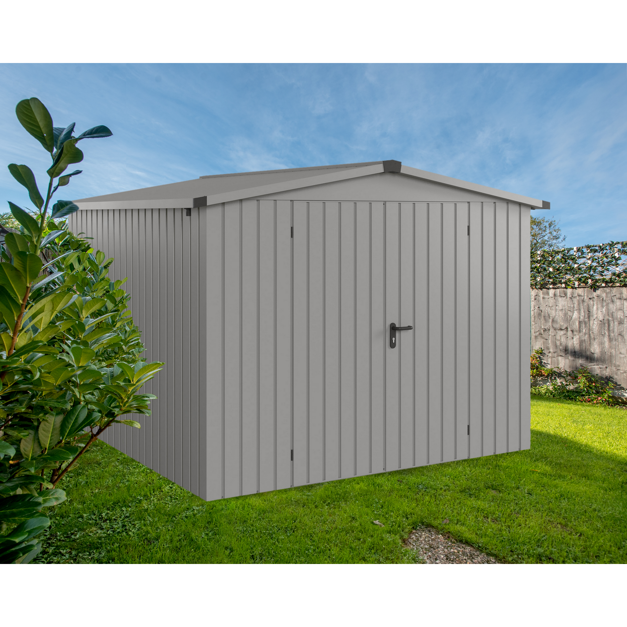 EcoStar Gerätehaus 'Euroline ESD10 Trend-Sk' graualuminium 285 x 277 x 207 cm, Doppeltür